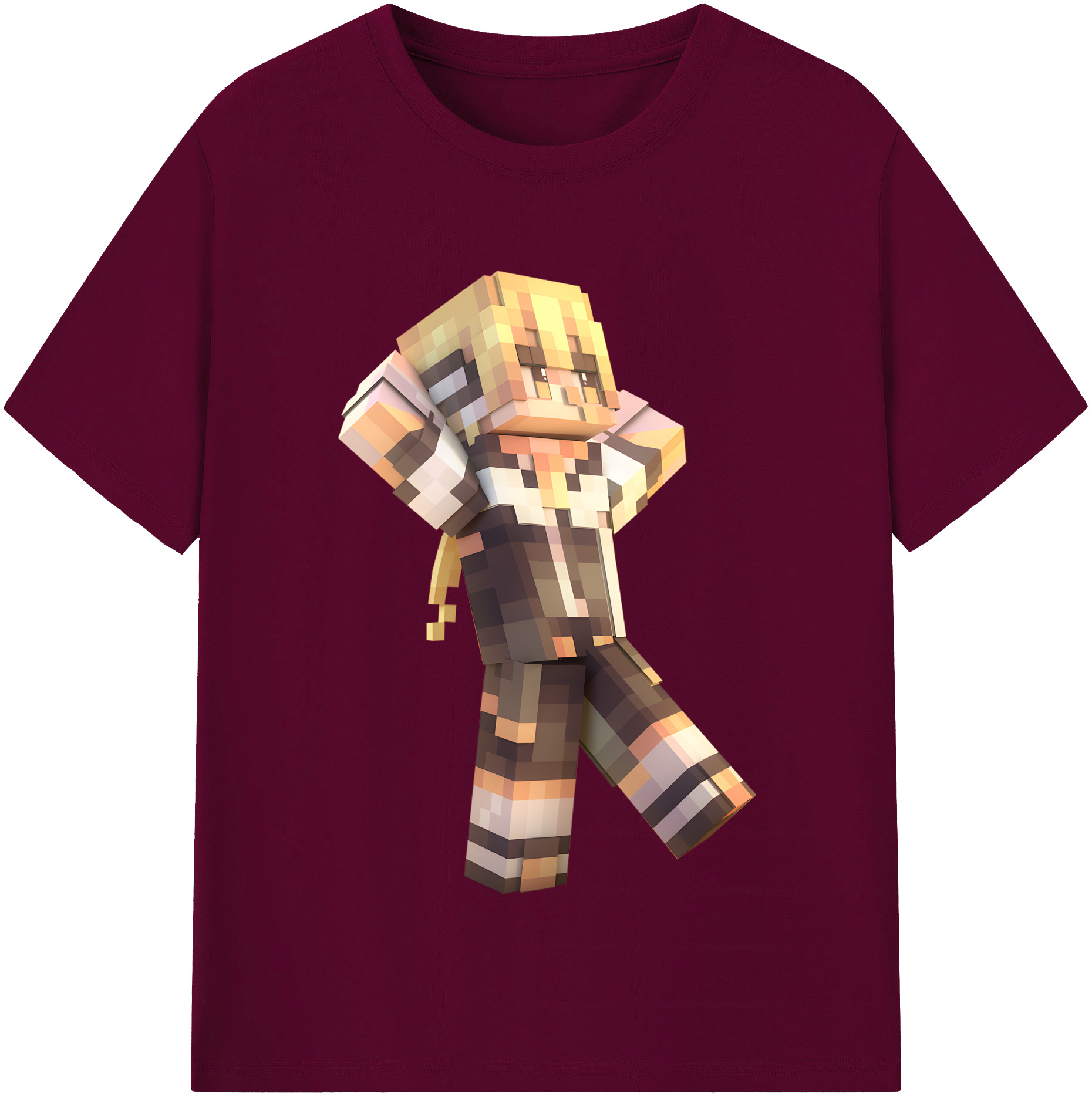 （画像用） マインクラフト ブロックの世界 Minecraft MC Block world レディースカジュアルプリントTシャツ（綿100％）